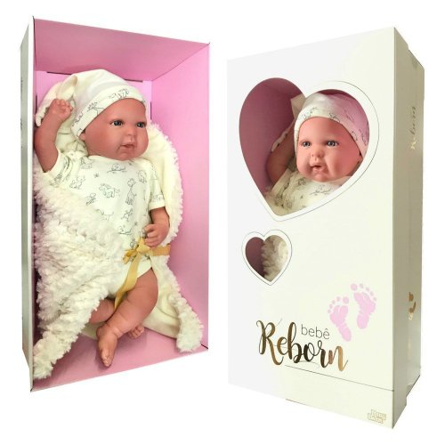 Boneca Bebê Reborn Olhos Abertos 40cm - Baby Brink