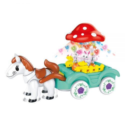 Brinquedo Bate e Volta Musical Carruagem Cogumelo - DM Toys