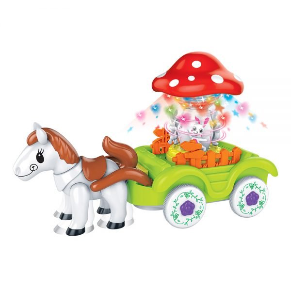Brinquedo Bate e Volta Musical Carruagem Cogumelo - DM Toys