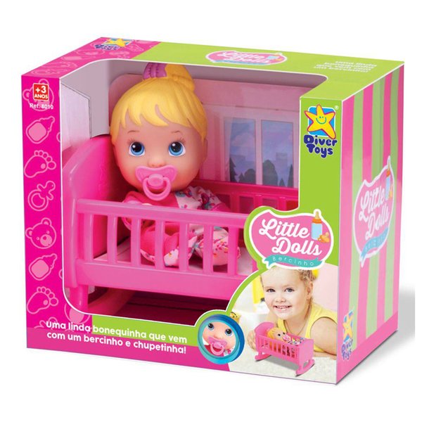 Boneca Little Dolls Bercinho Com Chupeta - Divertoys