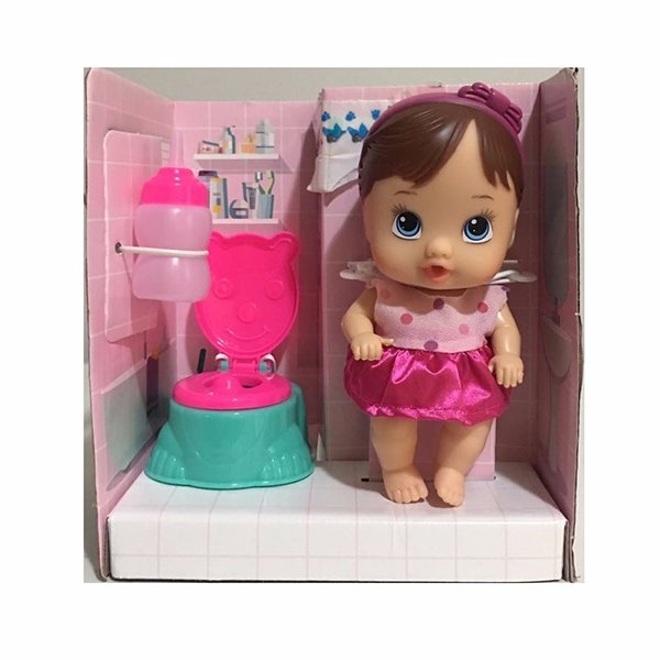Boneca Little Dolls Faz Xixi Morena - Divertoys