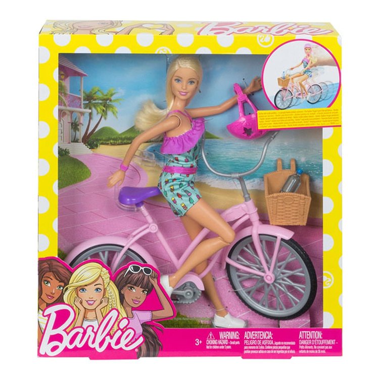 Boneca Barbie com Bicicleta - Mattel - nivalmix