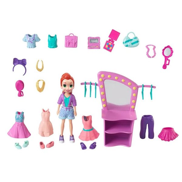 Boneca e Acessórios Polly Pocket Conjunto Estúdio de Beleza - Mattel