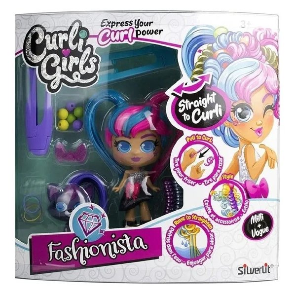 Boneca Curli Girls e Mascote Fashionista - Rosita