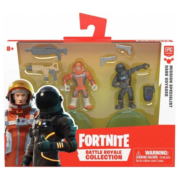 Kit com 2 Mini Figuras Fortnite Mission Specialist e Dark Voyage