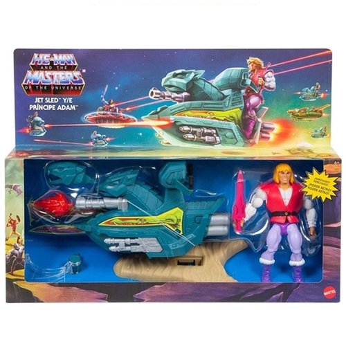 Figura e Veículo Jet Sled e Principe Adam Masters of the Universe - Mattel