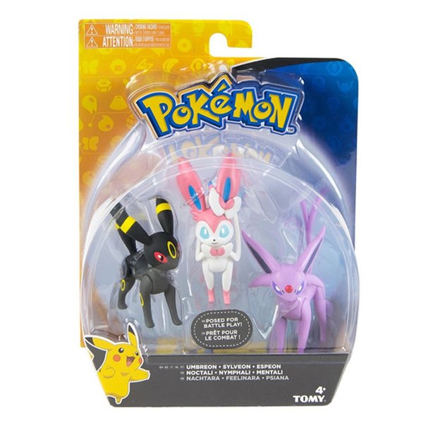 Pokemon Pack com 3 Umbreon, Sylveon e Espeon - Sunny
