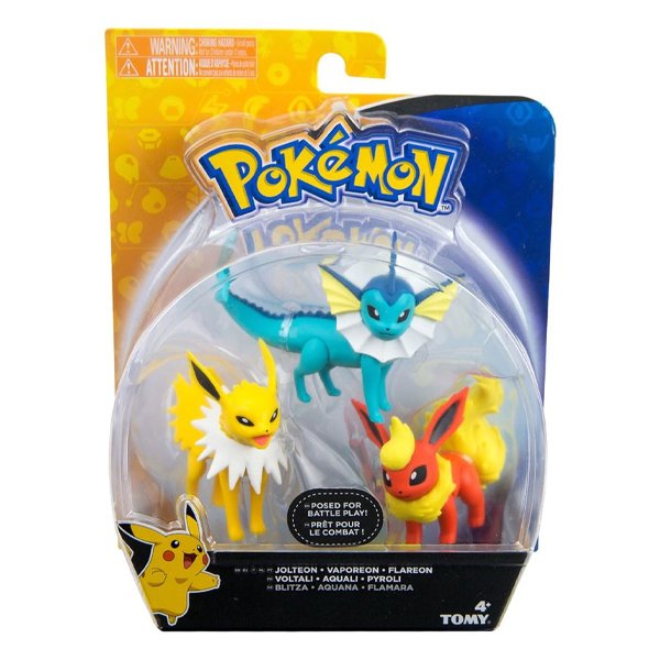 Pokemon Pack com 3 Jolteon, Vaporeon e Flareon - Sunny