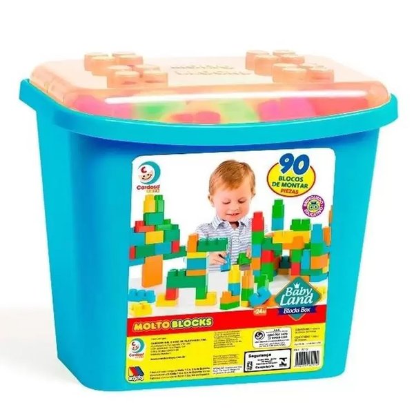 Blocos de Montar Block Box 90 Blocos Azul - Cardoso