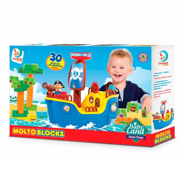 Blocos de Montar Baby Land Navio Pirata 30 Blocos - Cardoso