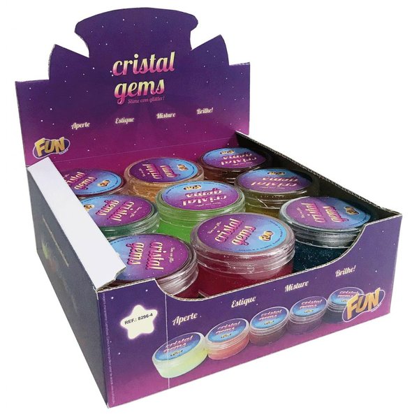 Slime Com Glitter Crystal Gems - Fun - Rosa