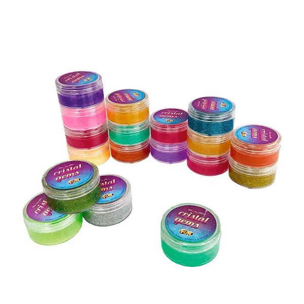 Slime Com Glitter Crystal Gems - Fun - Rosa
