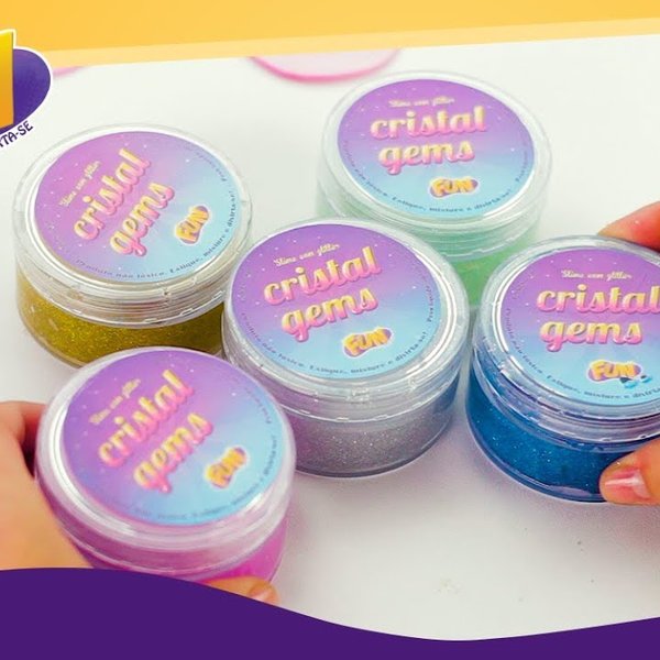 Slime Com Glitter Crystal Gems - Fun - Rosa