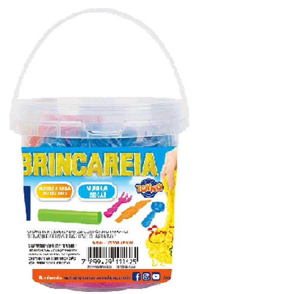 Conjunto Areia de Modelar Balde com 300gr de Areia com Acessórios - Toyng
