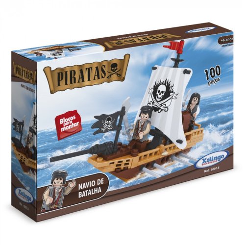 Blocos de Montar Piratas Navio de Batalha 100 Peças - Xalingo