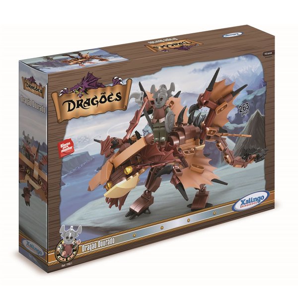 Blocos de Montar Dragão Dourado 263 Peças - Xalingo
