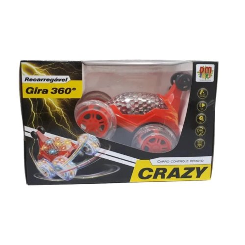 Carro com Controle Remoto Crazy Gira 360 - DM Toys - Vermelho