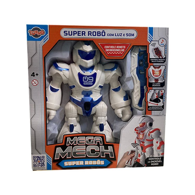 Super Robô Mega Mech com Luz e Som e Controle Remoto - Toyng - Azul