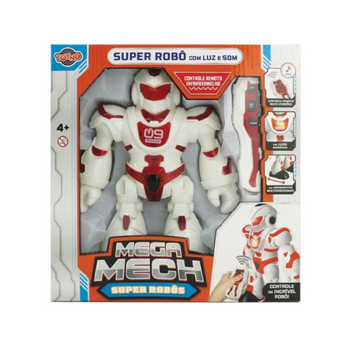 Super Robô Mega Mech com Luz e Som e Controle Remoto - Toyng - Vermelho