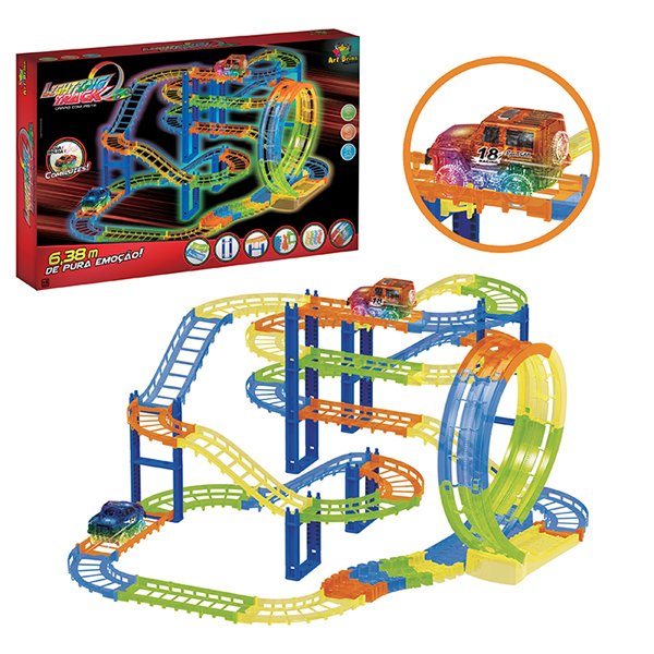 Pista Color 6,38m Carro com luz 91Pcs - Art Brink