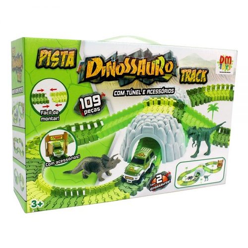 Pista Dinossauro Track com Túnel e Acessórios 109 Peças - DM Toys