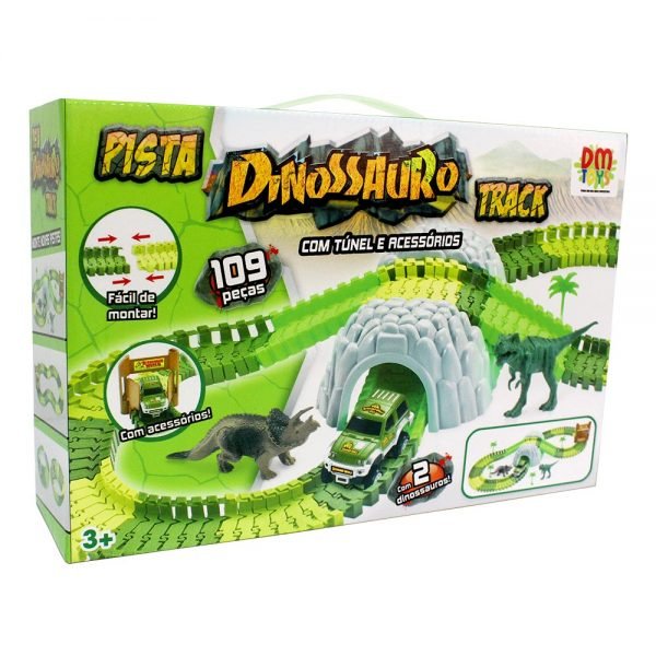 Pista Dinossauro Track com Túnel e Acessórios 109 Peças - DM Toys
