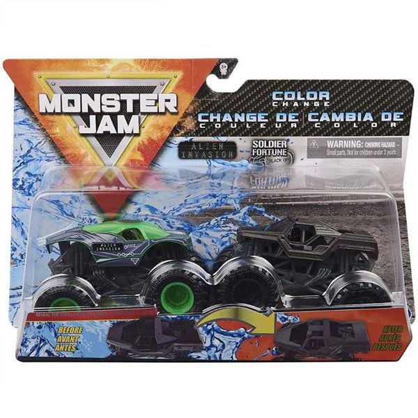 Monster Jam 1:64 2 Carros Alien Invasion VS Soldier Fortune Black Ops - Sunny