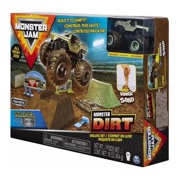 Playset Monster Jam com Massa Areia e Carro Soldier Fortune - Sunny