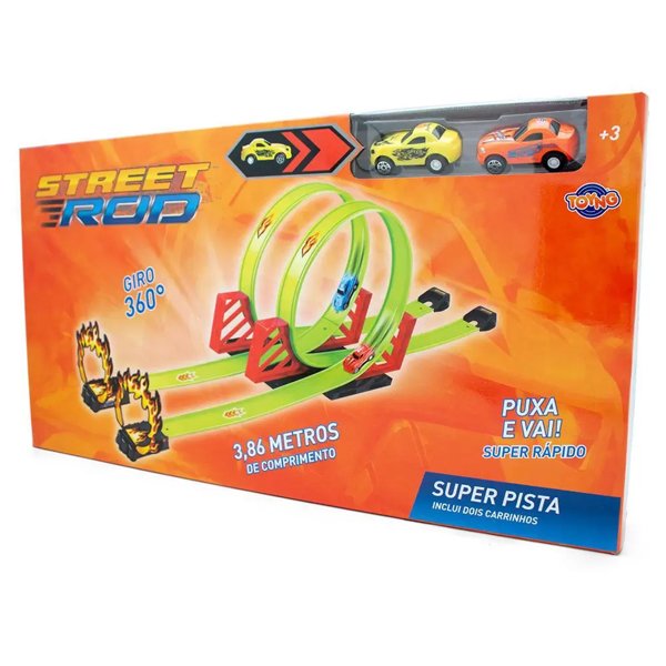 Super Pista Lançadora com 2 Carrinhos Street Rod 360 graus - Toyng