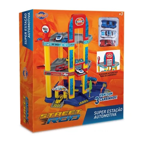 Super Estação Automotiva com 3 Carrinhos Street Rod - Toyng