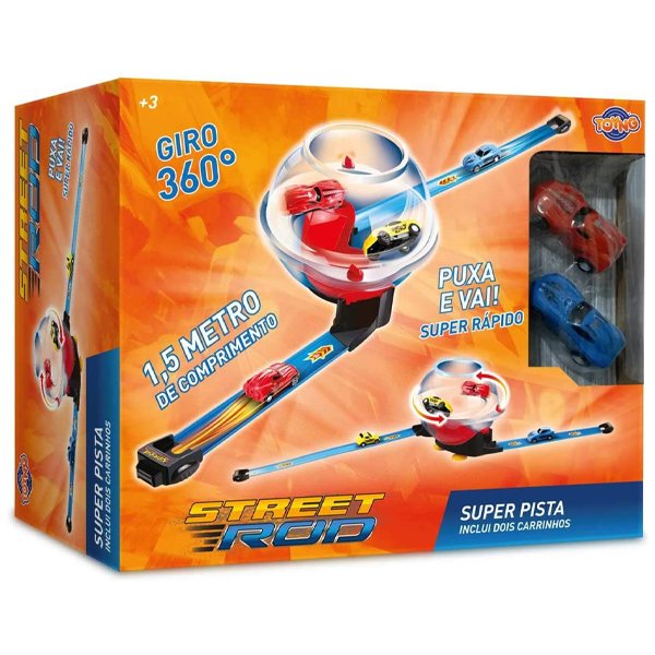 Super Pista Lançadora Giro 360 com 2 Carros Street Rod - Toyng