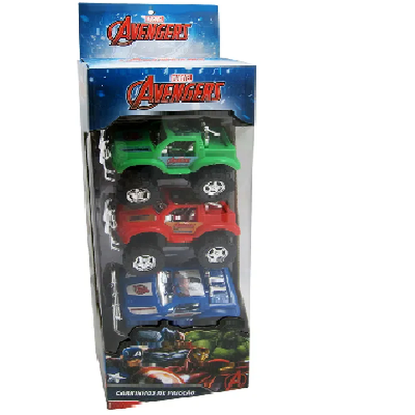 Kit 3 Carrinhos à Fricção Marvel Avengers - Toyng