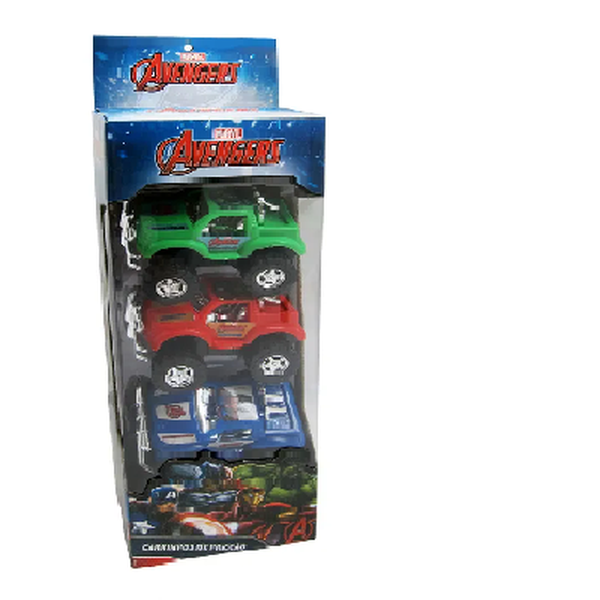 Kit 3 Carrinhos à Fricção Marvel Avengers - Toyng