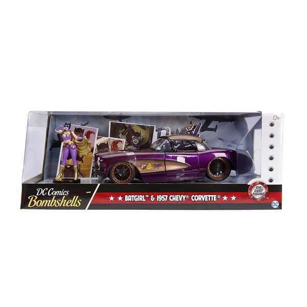 Miniatura Chevy Corvette 1957 com Boneco Batgirl 1/24 - Jada Toys