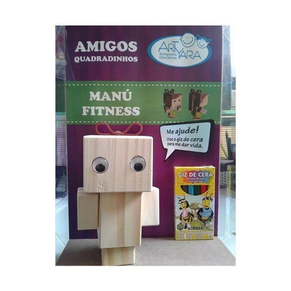 Amigos Quadradinhos Pinta Madeira Manú Fitness - Artyara