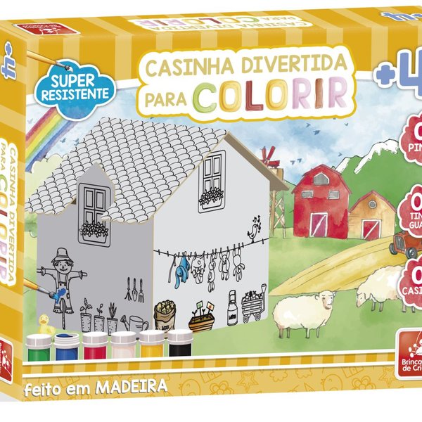 Casinha Divertida para Colorir - Brincadeira de Criança