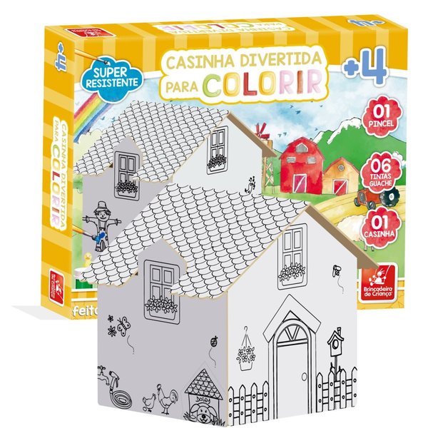 Casinha Divertida para Colorir - Brincadeira de Criança