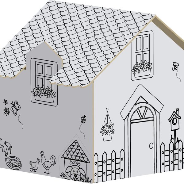 Casinha Divertida para Colorir - Brincadeira de Criança