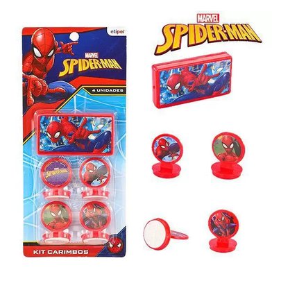 Carimbo 4 Unidades com Estojo Spider Man - Etipel
