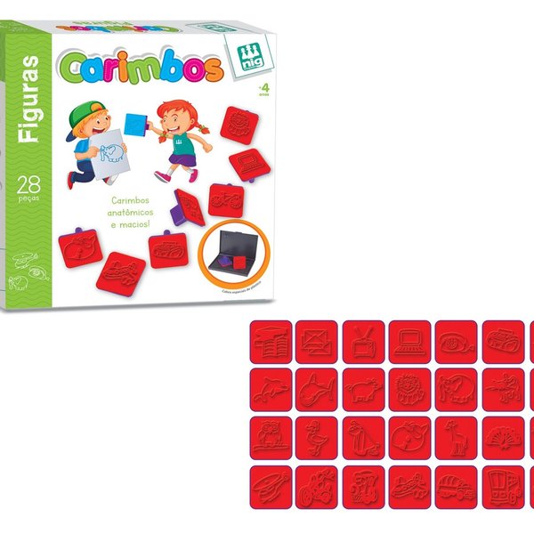 Carimbos Educativos Figuras 28 peças - Nig Brinquedos