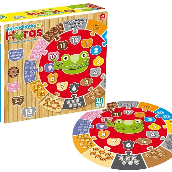 Jogo Aprendendo as Horas 13 peças - Nig Brinquedos