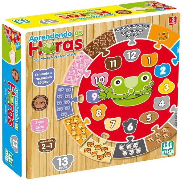 Jogo Aprendendo as Horas 13 peças - Nig Brinquedos