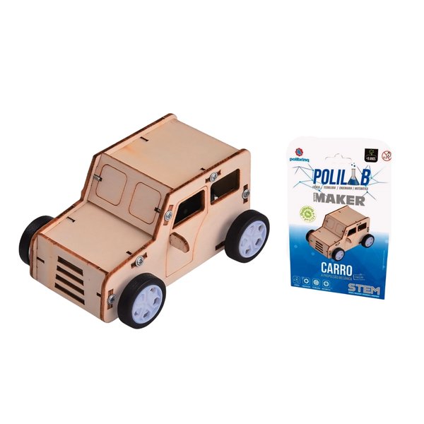 Brinquedo Carro Propulsão Mecânica Polilab Maker - Polibrinq