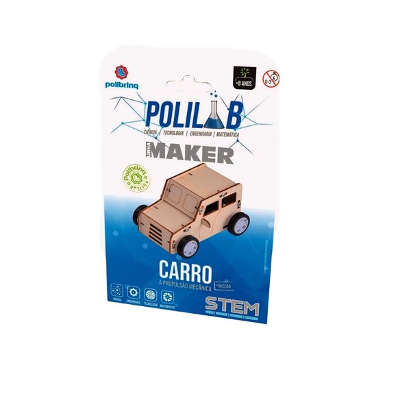 Brinquedo Carro Propulsão Mecânica Polilab Maker - Polibrinq