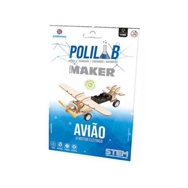 Brinquedo Avião Motor Elétrico Polilab Maker - Polibrinq