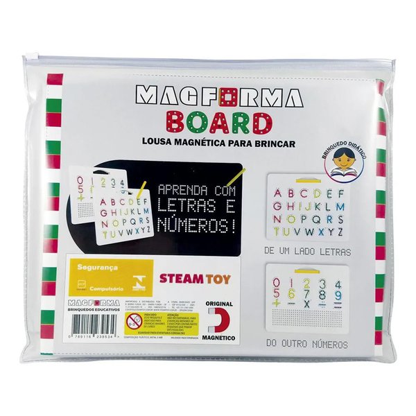 Jogo Lousa Magnética Dupla Face Letras e Numeros - Steam Toy