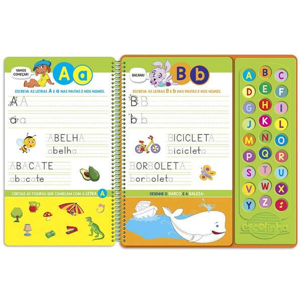 Livro Escolinha Escute e Aprenda! Escreva e Apague ABC - Todolivro