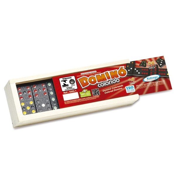 Jogo Domino De Madeira Pingos Coloridos - Xalingo