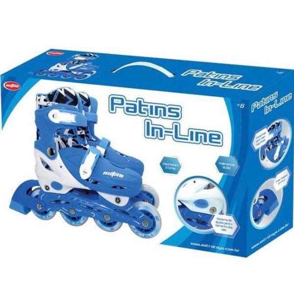 Patins Infantil In Line 39 ao 42 - Astro Toys - Azul