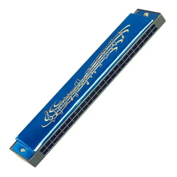 Gaita de Boca Infantil Alumínio 24 Buracos - DM Toys - Azul